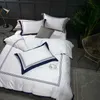 5-stjärnig El White Luxury 100% Egyptisk bomullssängar full Queen King Size Duvet Cover Bed / Flat monterad ark set 4 / 6PCS 210615
