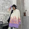 Insgot Harajuku Oversize Black Swetry Gothic Punk Flare Sweter Graficzny Sweter Streetwear Grunge Z Długim Rękawem Dzianiny Swetry Y1110