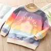 Spring Autumn Design Fashion 2 3 4 5 6 7 8 9 10 Years Children Cotton Colorful Stripe Sweatshirts For Kids Baby Girls 210625