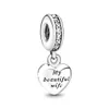 925 Sterling Silver Kärlek Hjärta Rund Hängsmycke DIY Utsökt Beading Lämplig för Pandora Armband Ladies Fashion Smycken Gift