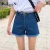 Pantaloncini di jeans neri Donna Tassel Kpop Style Pantaloni larghi Chic Boyfriends Streetwear Slim Oversize Short Female 210506