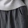 Oversize kobiety elastyczne talia spodnie kostki casual bawełniana lniana luźne harem spodnie kobiety lato jesienne spodnie 211118