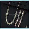 Örhängen SmyckenEåringar Halsband Lyxig Cubic Zirconia Bröllopsmycken för kvinnor Vete Olive Breen Laf African Dubai Brides2pcs