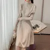 Herbst Winter Longstrick Pullover Kleid Frauen Hohe Qualität Basis Mode Schlanke Warme Damen Weihnachten Koreanische Vestidos 210514
