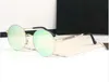 العلامة التجارية تصميم جولة الأزياء نظارات الرجال النساء الطيار نظارات uv400 نظارات إطار معدني عدسة صغيرة مع القضية وصندوق gafas de sol mujer
