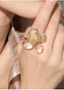 MOONROCY Trendy Rings Gold Color Blue Gray White Red Big Flower Crystal Party Jewelry for Women Gift Dropshipping Wholesale X0715