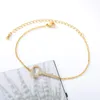 Link, Chain Key Pendant Bracelet For Women Stainless Steel Gold Color Anklet Luxury Zircon Jewelry Rhinestone Wedding Gift