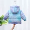 Baby Tie Dye Down Jacket Boy Garota Menina Branca Dato Down Jaqueta Com capuz Windbreaker Inverno Criança de jaqueta quente espessa Roupas de bebê 2-10y J220718