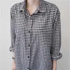 Plaid Medium Length Shirts All Match Coat Retro Losse BF-stijl Full Blouse Dames 210615