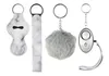 7 Färger Fashion Defense Keychains Set Pompom Alarm Keychain Lipstick Holder and Admband för kvinnliga män självförsvar Keyring