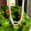 Кулон ожерелья Rainbow Cute Jelly Bear Pearl Choker Gummy Chummy Chummy Colling для женщин Cool Punk Hip Hop Мультфильм Очарование Y2K Ювелирные Изделия