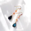 Lii ji labradorite Золотая клубника кварца 14k золота заполнена ручной работы свисающие серьги для женщин девочек подарок