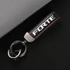 Keychains High-Grade Leather Car KeyChain 360 Degree Rotating Horseshoe Key Rings For Kia Forte Gt 2021 20211 Accessories