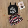 1-5Y Easter Toddler Kid Girls Clothes Set Letter Vest Tops Bunny Egg Print Shorts Outfits Costumes 210515