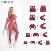 2/3 / 4 pz Leggings senza soluzione di continuità Abiti femminili allenamento Abbigliamento sportivo Gym Abbigliamento Fitness Donne Tracksuit Vita alta Sport Yoga Set 210802