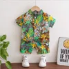 2021 Summer Style Children Clothing Sets Short-sleeved Shorts Suit Fashion Boys White Orange Series Thin Section Cotton Wear