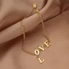 Pendentif lettre d'amour pour femmes, en acier inoxydable plaqué or, Bracelet esthétique pour fille, cadeau de saint valentin, 14 février, 2020