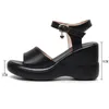 Voor dropship Big Size Fashion Leisure Office Lady Black Platform Comfy Walking High Heel Summer Sandals Wedges schoenen Vrouwjurk