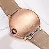 Fashion Ladies Watches 36mm Conch 3D Leopard Dial Swiss Quartz Womens Watch Sapphire Rose Gold Steel Diamond Bezel Leather Strap Hello_Watch HWCR