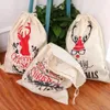 Christmas Bag Gift Sack Treat or Trick Pumpkin Printed Canvas Cotton Linen Bags Party Festival Drawstring Decoration New Design 2022 FY4909
