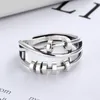S925 Sterling Silber Mode Frauen Drei Ringe Smart Index Finger Ringtransship Multi-Circle-Überwachungsperlen Wunsch SILVE333W