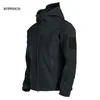 Military Shark Skin Soft Shell Jacket Men Outdoor Tactical Waterproof Army Combat Hooded Bomber X0710