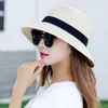 Sombrero para el sol de ala ancha para mujer, sombrero para el sol plegable para exteriores, sombreros de paja para playa, gorra con protección UV con cinta Whole269V