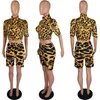 Cheetah Leopard Set de dos piezas Set para las mujeres Sport Sith Traje de verano Ropa de verano Top y Biker Shorts Outfits Conjuntos de coincidencia Conjuntos Clubwear Tra de mujer