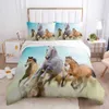 Set di biancheria da letto 3D Set copripiumino trapuntato Trapunte Federa Biancheria da letto King Queen Full Size singolo Animale bianco Cavallo Tessile per la casa 210615