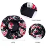 Grand imprimé fleuri Satin soie femmes Turban Bonnet bonnet de sommeil élastique large bande tête enveloppement soins des cheveux dames africaines nuit chapeau couverture