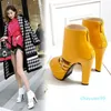 Femmes sandales mode Super haut talon élégant dame robe chaussures plate-forme poisson bouche femme noir blanc jaune 2021