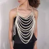 Gratis Fashion Strap Pearl Top Women V-Neck Ärmlös Halter Elegant Beaded Tank Party Tillbehör 210524