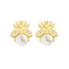 Boucles d'oreilles de femme de perle simple et luxueuse