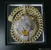 2021mens bijoux hip hop glacé le pendentif collier de créateur de luxe bling diamant cubain lien chaîne de grands pendentifs lion animal rappeur 1189990