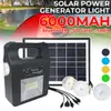 6000mAh LED Solar Light Outdoor Home Lighting System Generator Nöd med Bluetooth-radio MP3 - Svart belysning, områden utan el.