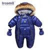 ロシア冬の幼児男の子の少女ロンパー厚さのスノースーツの防風の暖かいジャンプスーツ子供服幼児服211229