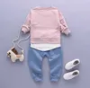 Toddler Baby Boys Clothing Set Child Hooded Sweater Stylish Patch Pocket Top Pants Long Sleeve Jerseys Infants Kids Sport Suit G1023