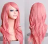 Perucas sintéticas de onda solta de 70 cm para mulheres, peruca de cosplay, loira azul, vermelha, rosa, cinza, roxo, cabelo para festa humana, presente de natal de halloween