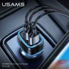 USAMS 80WカーファーストチャージャーUSBタイプC PD 3.0 QC3.0 iPhone 12 11 PRO MAX X XS Huawei P40 Xiaomi Samsung用Quick Charge SCP AFC