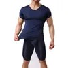 Doux Hommes Maigre Maillot de Corps Homme Sexy Sous-Vêtements T-shirts Courts Fitness Tops Pyjamas Pantalon Renflement Poche Bas Vêtements Ensemble Sous-Chemises