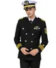 Erkek Takım Elbise Blazer Yüksek Kaliteli Bahar Yolcu Gemisi İş Elbisesi Erkek Kaptan Donanma üniforma Uzun Kollu Düz Siyah Erkek Takım Elbise Şapka Ceket Pantolon Aksesuar Setleri