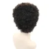 Kort Afro Curly Human Hair Wigs för svarta kvinnor Klipp kinky 150% densitet peruk African American Natural Color