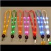 Keychains Fashion Accessories Drop Delivery 2021 Led Light Up Lanyard Key Chain Id Keys Holder 3 Modes Flashing Hanging Rope 7 Colors 100Pcs