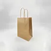 40 pcs saco de presente de papel kraft elegante com punho / sacos de compras / natal Brown embalagem saco / excelente qualidade 21x15x8cm 210724