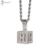 nouvelle mode Micro-incrusté Zircon Dice Cube Lettre Initiale Pendentif Colliers Pour Femmes Hommes Collier Hip Hop Or Couleur Chaîne Bijoux