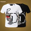 PP Fashion Men's Designer slim fit T-shirt Summer rhinestone Short Sleeve Round Neck shirt tee Skulls Print Tops Streetwear collar Polos M-xxxL P88305