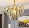 Luxury Crystal Chandelier Modern Enkel Vardagsrum Lampa K9 Dekorativ sot / Klar ljus blandad färg