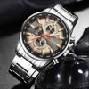 Curren heren horloges top merk luxe chronograaf man waterdicht quartz horloge roestvrijstalen lichtgevende mannelijke klok polshorloge 210517