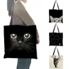 Bolsas De Design Mulheres Botas Sumi Black Gato Impressão Shopper Handbag Escritório Reusável Ombro Casual B06060
