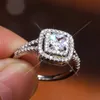 Fedi nuziali Huitan Fidanzamento di lusso per le donne Brillante taglio principessa Zircone Elegante accessori per feste femminili Gioielli per il matrimonio